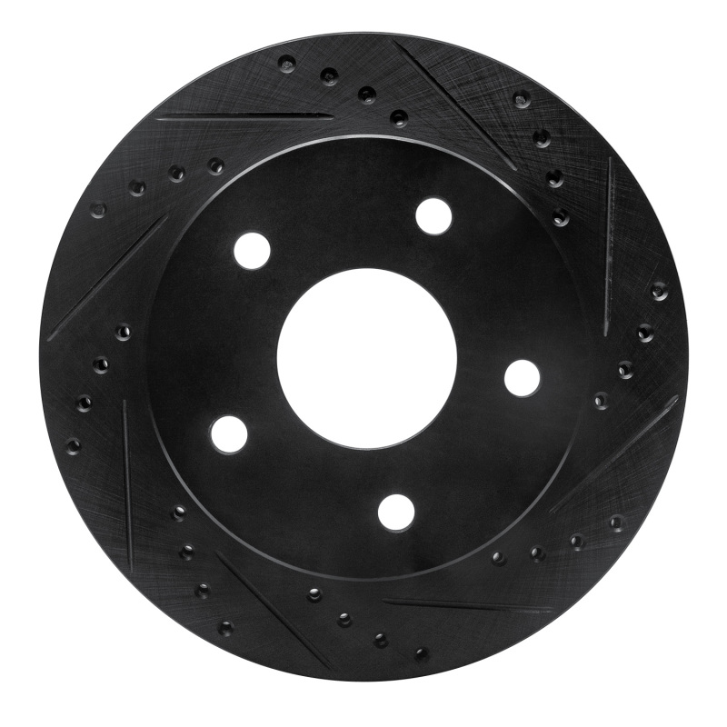 Dodge Ramcharger Brake Rotor (1) - Front Right - R1 Concepts - Drilled & Slotted - Black - `00-`02